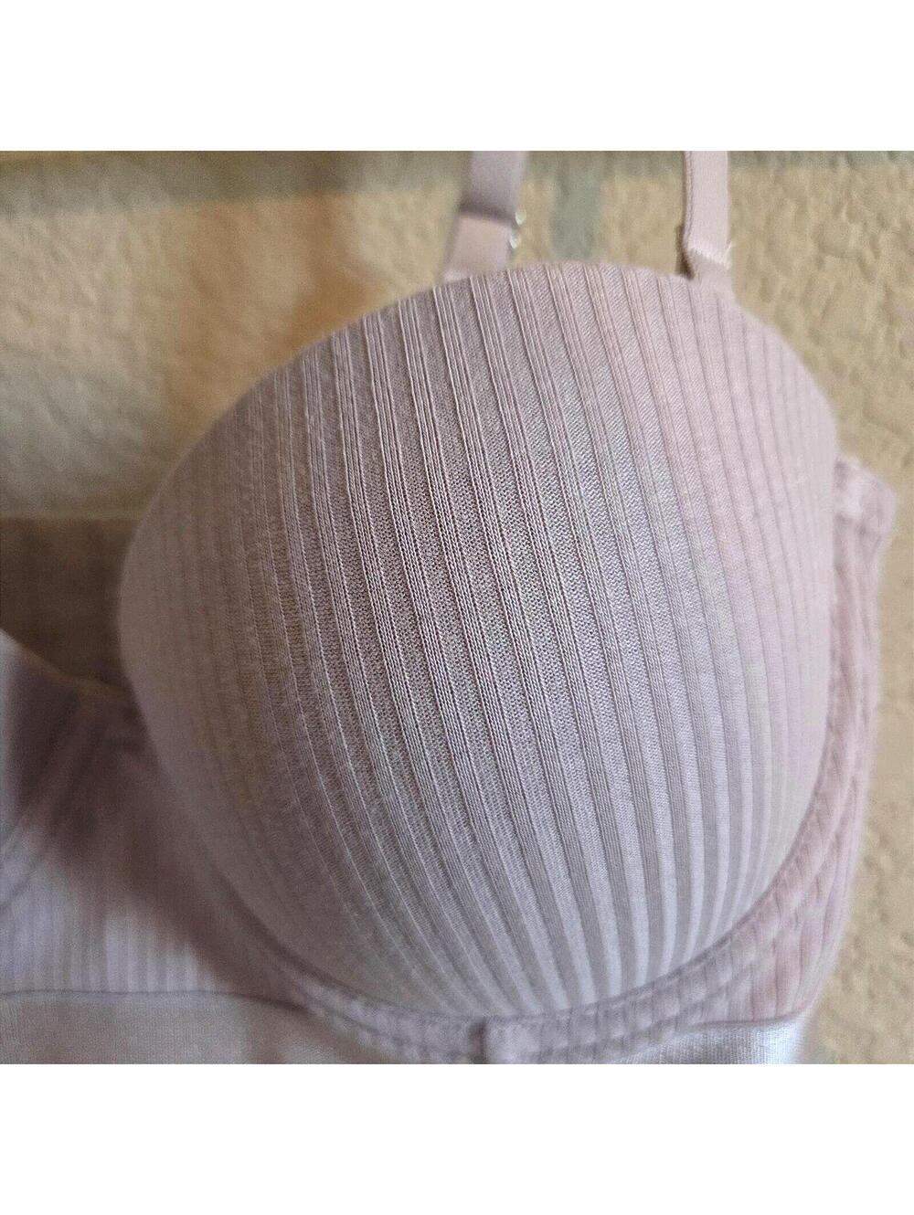 Light Purple Ribbed Strap Bra - Picture 3 of 6
